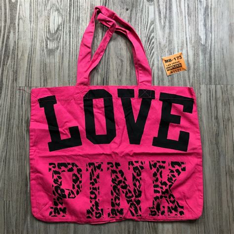 Genuine Love Pink Victorias Secret Large Canvas Tote Gem