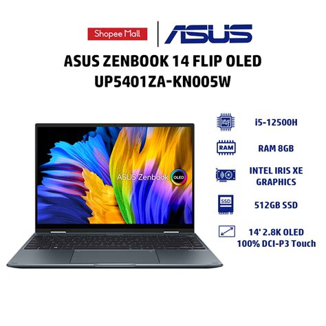 Laptop Asus Zenbook 14 Flip Oled Up5401za Kn005w I5 12500h 8gb 512gb 14 28k Oled W11