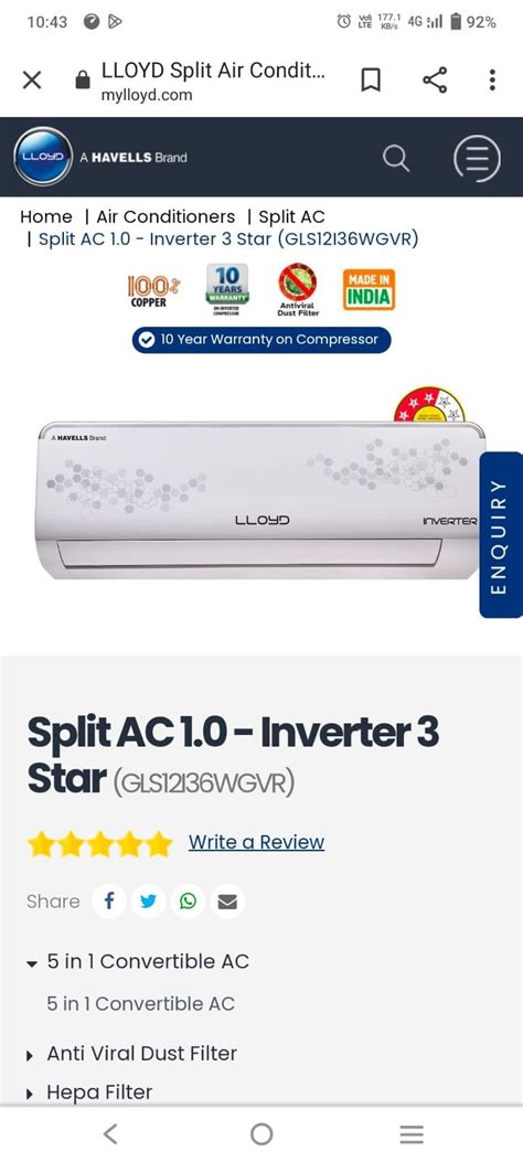 Lloyd Ton Star Split Inverter Ac With Ways Swing Wifi 2023 44 Off