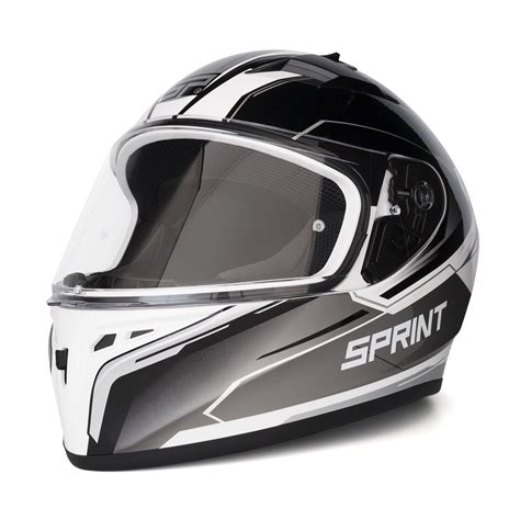 Sprint Fast Preto Branco Cinza Capacete Integral Salgados Moto