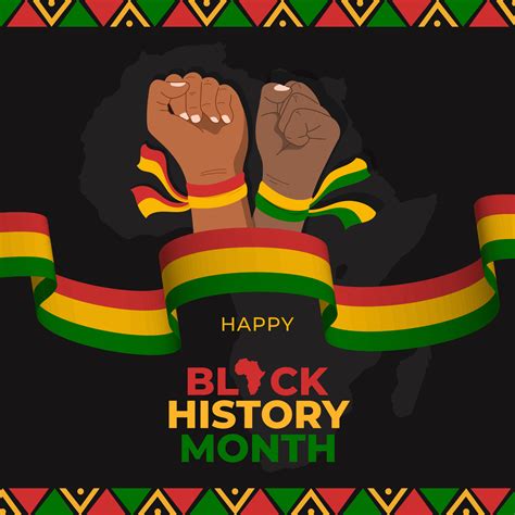 Black History Month With Two Fist Hands Illustration On Africa Map