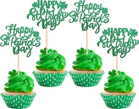 Rsstarxi 24 Pack Happy St Partricks Day Cupcake Toppers