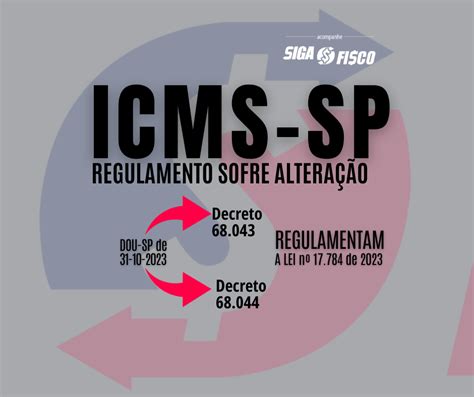 ICMS SP Decretos 68 043 E 68 044 Alteram Regulamento Siga O Fisco