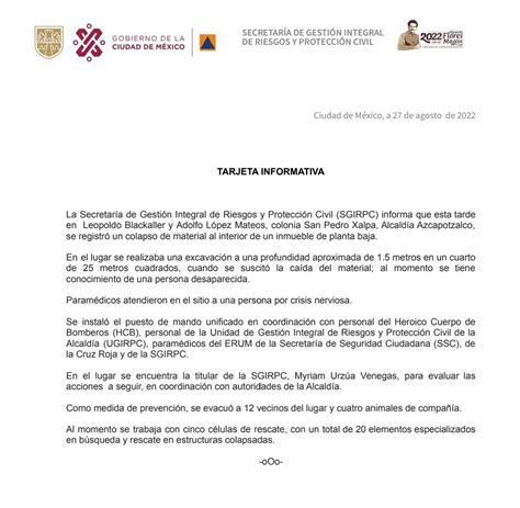 Secretaría de Salud de la Ciudad de México on Twitter RT SGIRPC CDMX