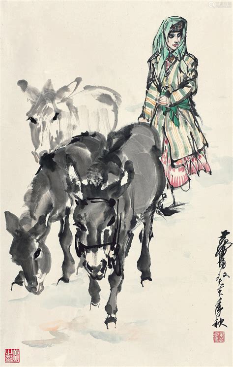 黄胄（1925～1997） 1983年作 牧驴图 镜心 设色纸本－【deal Price Picture】