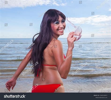Sexy Asian Red Bikini Female Lady Stock Photo 2165518971 Shutterstock