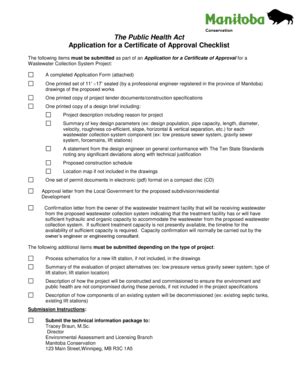 Fillable Online Gov Mb Application For A Certificate Of Approval Form