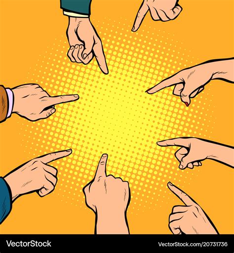 Hands Point To The Center Royalty Free Vector Image