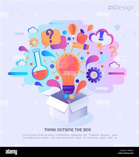 Think Outside The Box Vector Illustration Infographic Concept Banner