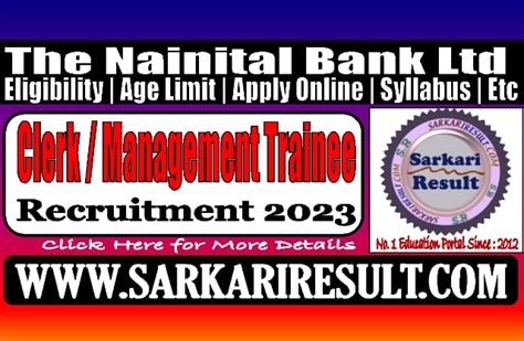 Nainital Bank Clerk And Management Trainee Result 2023