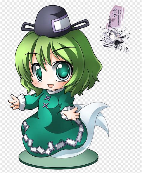 Renders Anime Chibi Personaje Animado Femenino De Pelo Verde Con