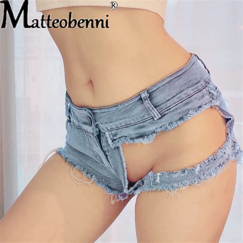 Low Waist Womens Denim Shorts Spring Summer Denim Cotton Hole Splicing