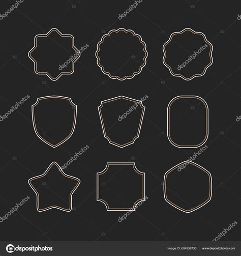 Vintage Outline Border Frame Badges Design Element Set Stock Vector