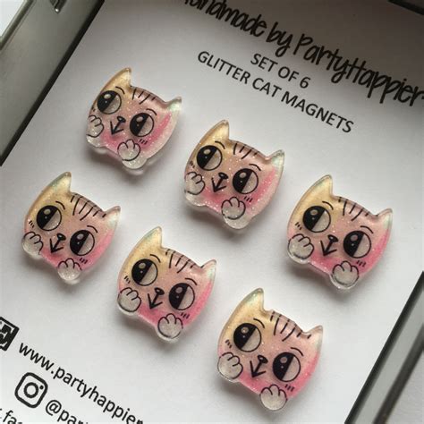 Cat Magnets Tin Fridge Magnets Kawaii Magnets Etsy