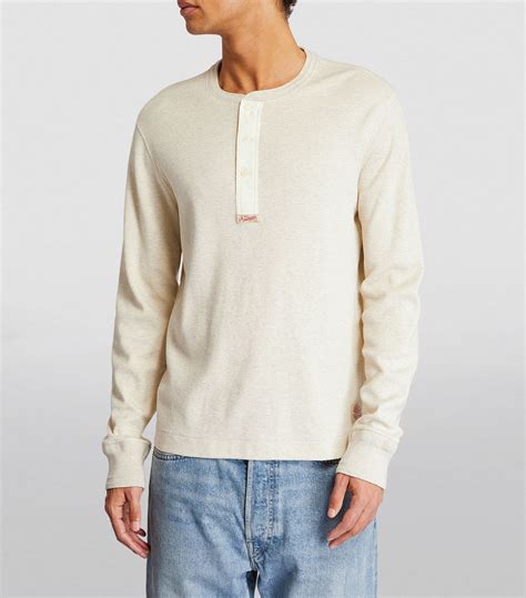 Mens Polo Ralph Lauren White Waffle Knit Henley Shirt Harrods