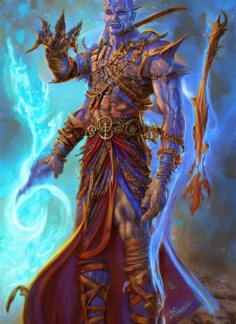 Blue Djinn Ultra Detailed Fantasy Dndbeyond Bright Stable Diffusion