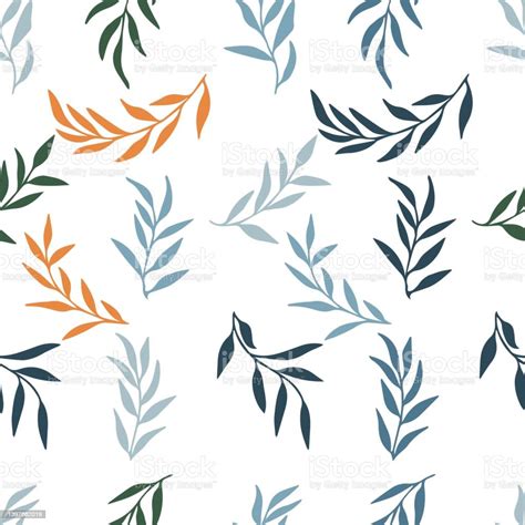 Silhouettes Of Identical Leaves Seamless Pattern Stock Illustration