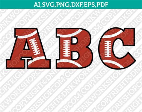 American Football Team Letter Font Alphabet Svg Vector Cricut Cut File