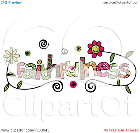 Clipart Of Colorful Sketched Faithfulness Word Art Royalty Free