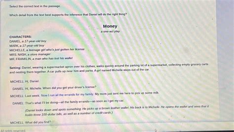 Solved Select The Correct Text In The Passage Which Detail From The