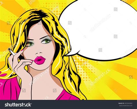 Pop Art Woman Cigarette Smoking No Stock Vector Royalty Free