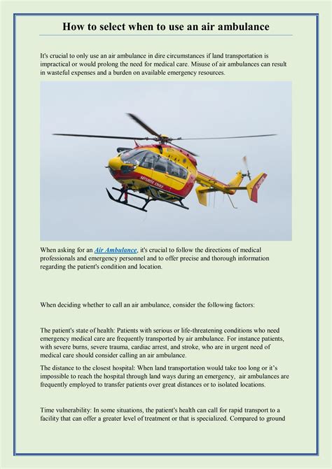 How to select when to use an air ambulance by AirAmbulance214 - Issuu