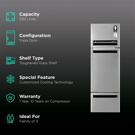 Buy Whirlpool Protton Litres Frost Free Triple Door Refrigerator