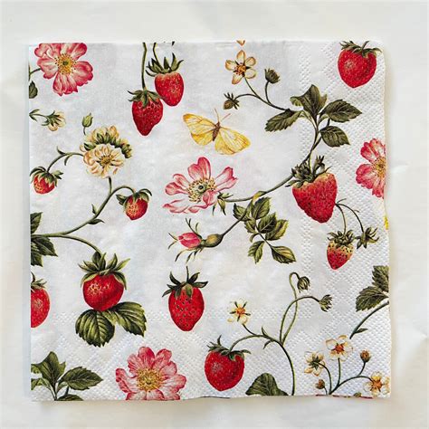 Sweet Strawberry Napkin Decoupage Napkin Dooney And Daughters