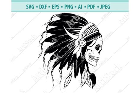 Skull Indian Headdress Clip Art