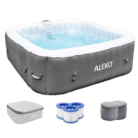 Reviews For ALEKO 6 Person 130 Jet Square Inflatable Gray Hot Tub With