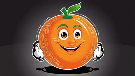 Orange Fruit Cartoon Vector Illustration Mascot With Black Background