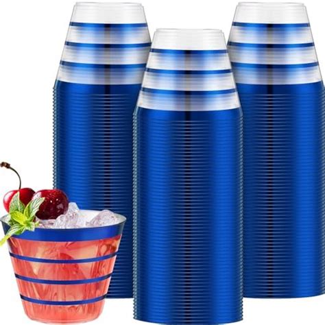 Amazon Gejoy 100 Pcs 9 Oz Rimmed Plastic Cups Bulk Clear