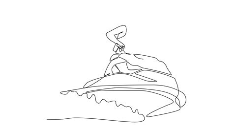 Animated Self Drawing Of Single Continuous Line Draw For A Sea