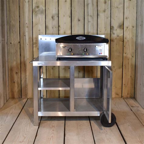 Ensemble plancha électrique Roller Grill PL600E inox sur desserte en