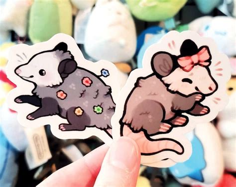 Opossum Sticker Set Of 2 Opossum Blossom And Pretty Possum Etsy