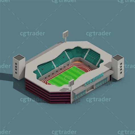 3d Model Low Poly Stadium Set Isometric Icon Vr Ar Low Poly Cgtrader