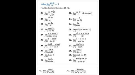 Using Lim Sin Find The Limits In Exercises Youtube