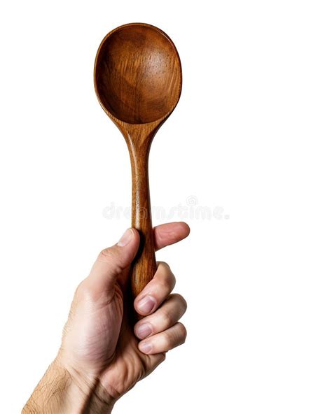 Hand Holding Wooden Spoon On Transparent Background Stock Illustration