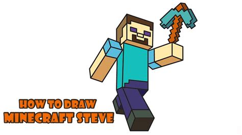 How To Draw Minecraft Steve With Pickaxe Youtube