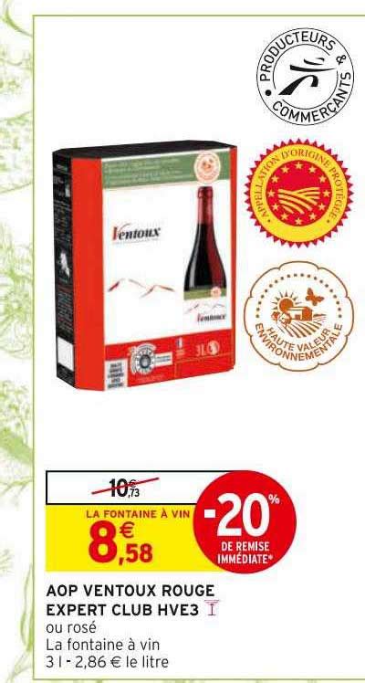 Promo Aop Ventoux Rouge Expert Club Hve3 chez Intermarché Hyper