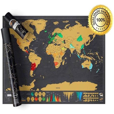 Mapa Mundi De Raspar Grande 82x59 Scratch Deluxe Raspadinha Shopee Brasil