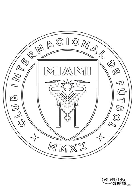 Inter Miami Badge Printable Colouring Page Colouring Crafts