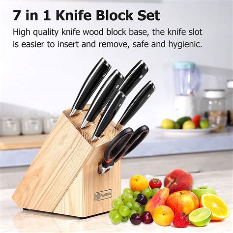 Paudin Knife Set With Block Razor Sharp Chef Knife Set With Kitchen