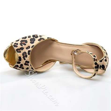 Fashionable Leopard Grain Suede Peep Toe Platform Heels