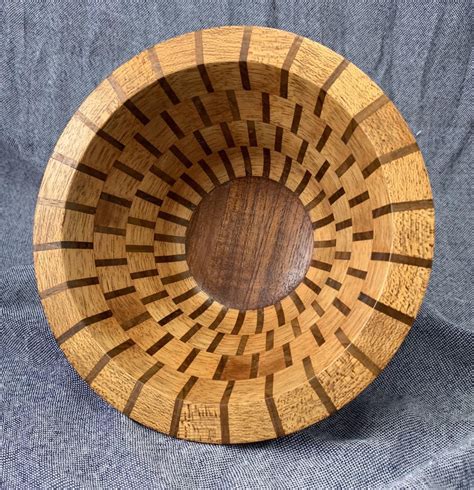 Hand Turned Segmented Wooden Bowl Mahogany And Maple A43 Etsy