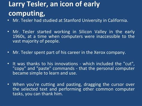 Larry tesler computer scientist, inventor of cut, copy and-paste. | PPT