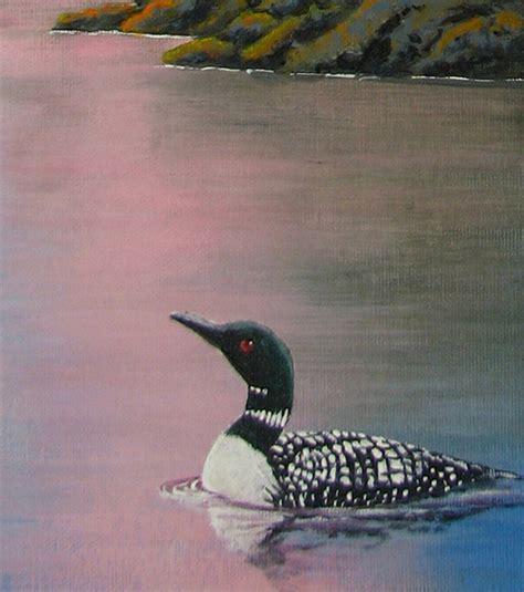 Sunset Loon Colorful Art Decor Wood Mounted Canvas Art From An Original