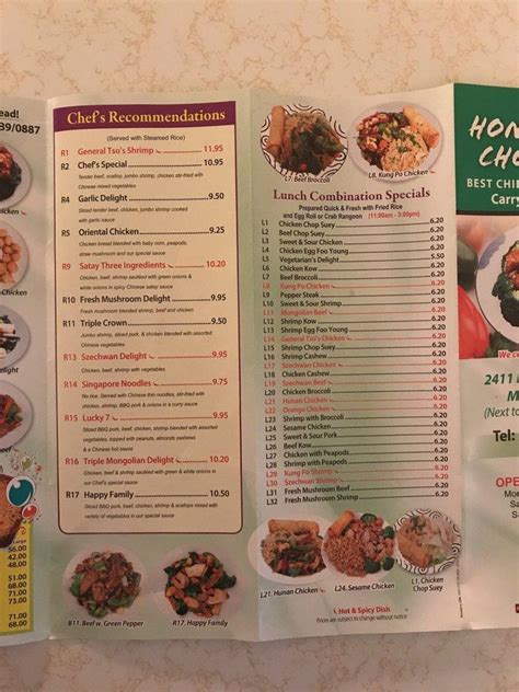 Menu At Hong Kong Chop Suey Restaurant Morris