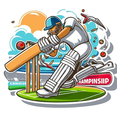 Premium Vector Cricket Player Sticker Illustration