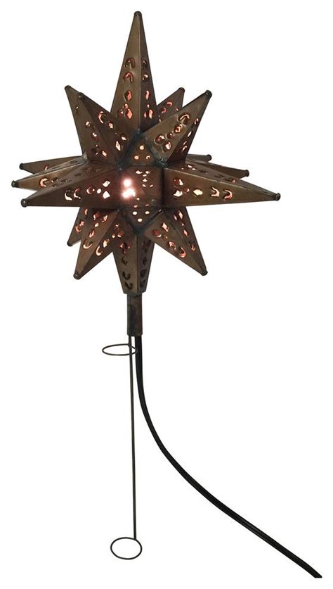 Tin Moravian Star Light Tree Topper Traditional Christmas Ornaments